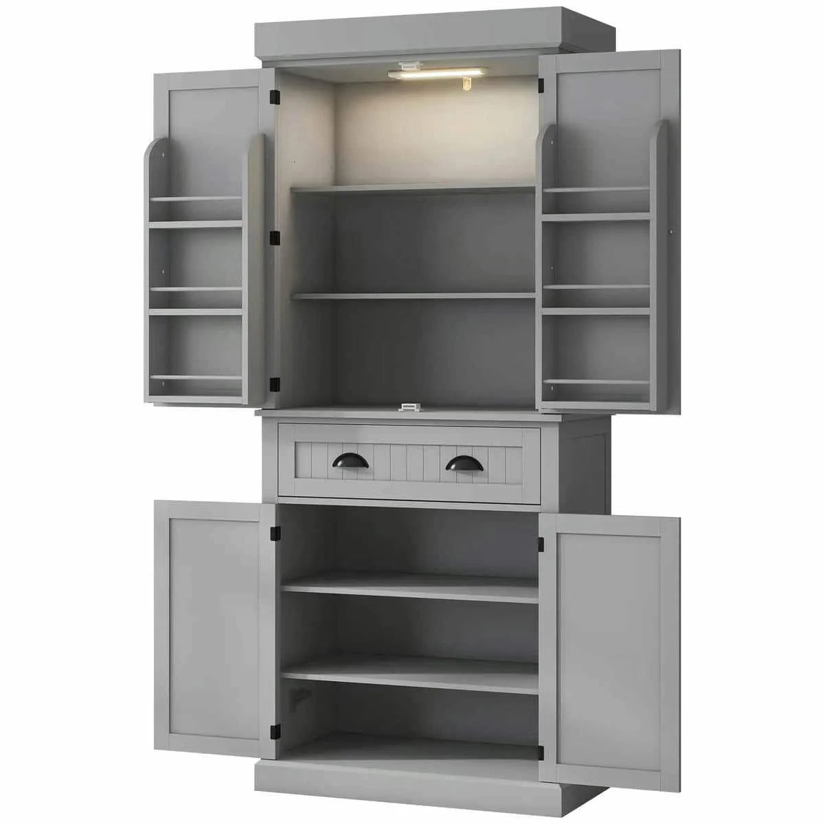 Spaco 17 - Tier Kitchen Small Pantry Cabinet with 2 Doors and 6 Adjustable Shelves, Cabinet Pantry, Freestanding 5 - Tier Shelving Pantries for Kitchen Storage, Gray