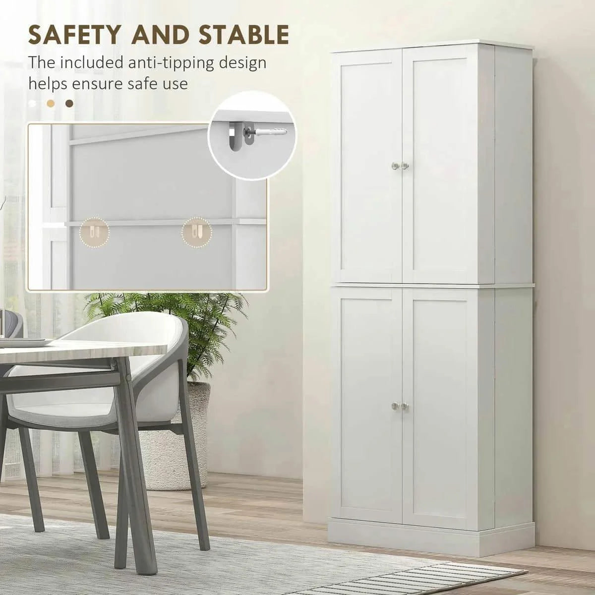 Spaco 17 - Tier Kitchen Small Pantry Cabinet with 2 Doors and 6 Adjustable Shelves, Cabinet Pantry, Freestanding 5 - Tier Shelving Pantries for Kitchen Storage, Gray