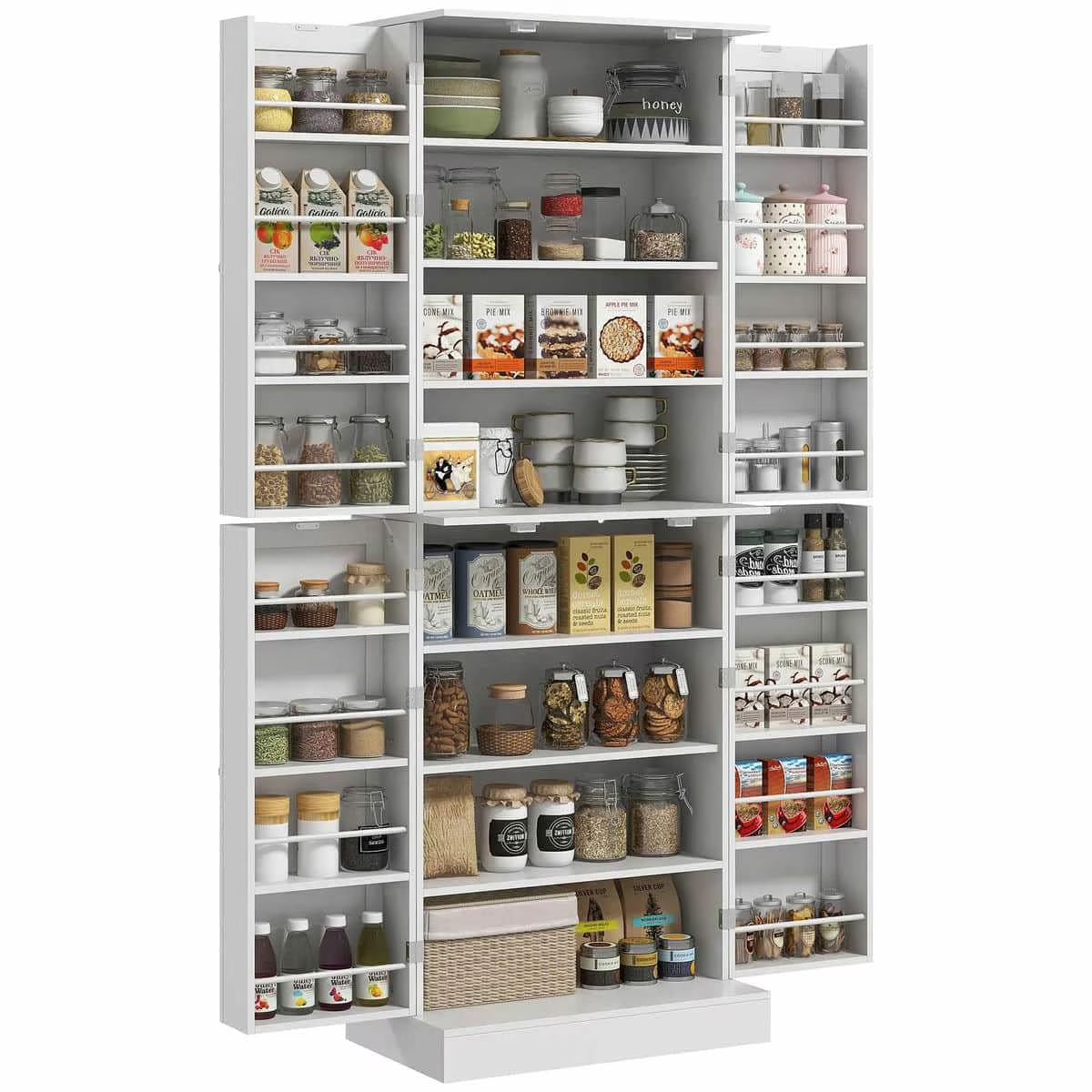 Spaco 17 - Tier Kitchen Small Pantry Cabinet with 2 Doors and 6 Adjustable Shelves, Cabinet Pantry, Freestanding 5 - Tier Shelving Pantries for Kitchen Storage, Gray