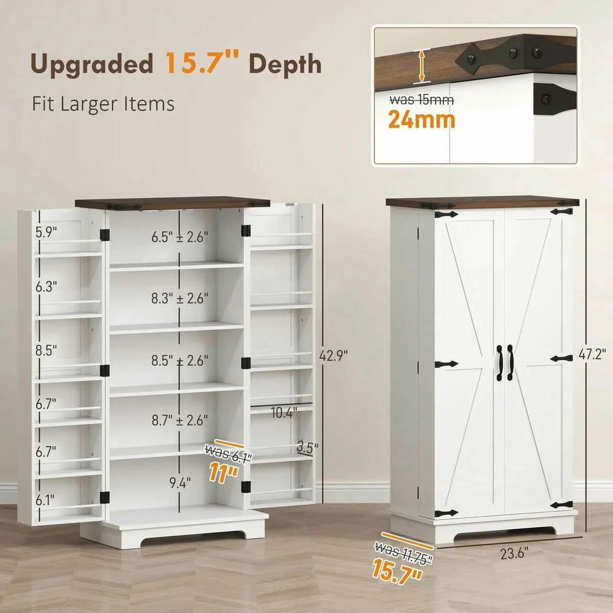 Spaco 17 - Tier Kitchen Small Pantry Cabinet with 2 Doors and 6 Adjustable Shelves, Cabinet Pantry, Freestanding 5 - Tier Shelving Pantries for Kitchen Storage, Gray