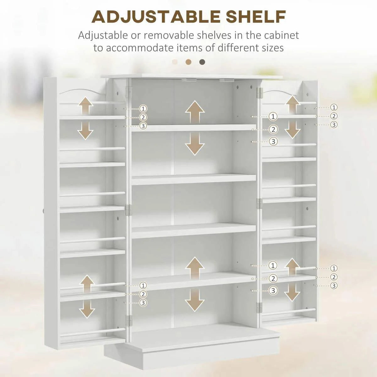 Spaco 17 - Tier Kitchen Small Pantry Cabinet with 2 Doors and 6 Adjustable Shelves, Cabinet Pantry, Freestanding 5 - Tier Shelving Pantries for Kitchen Storage, Gray