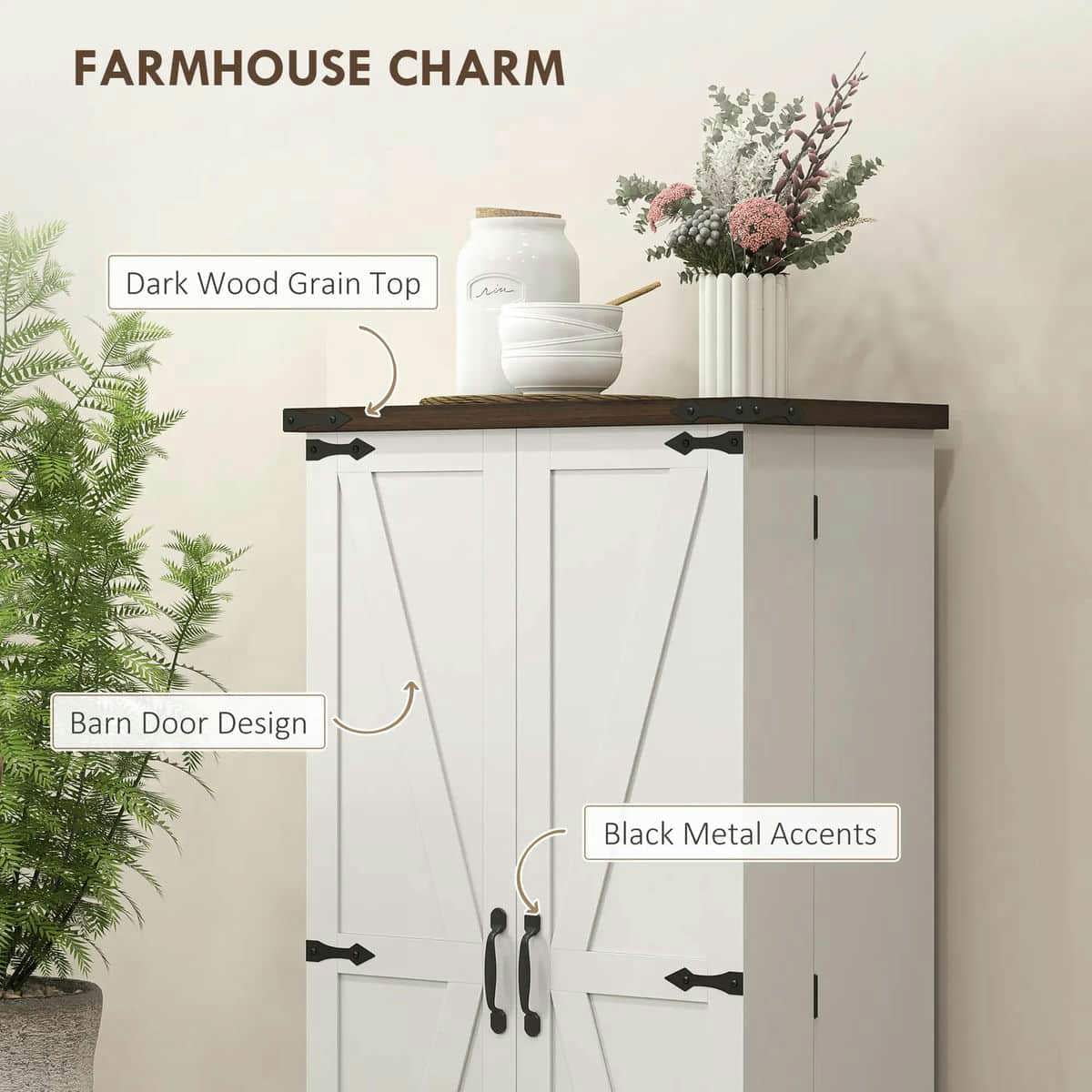 Spaco 17 - Tier Kitchen Small Pantry Cabinet with 2 Doors and 6 Adjustable Shelves, Cabinet Pantry, Freestanding 5 - Tier Shelving Pantries for Kitchen Storage, Gray