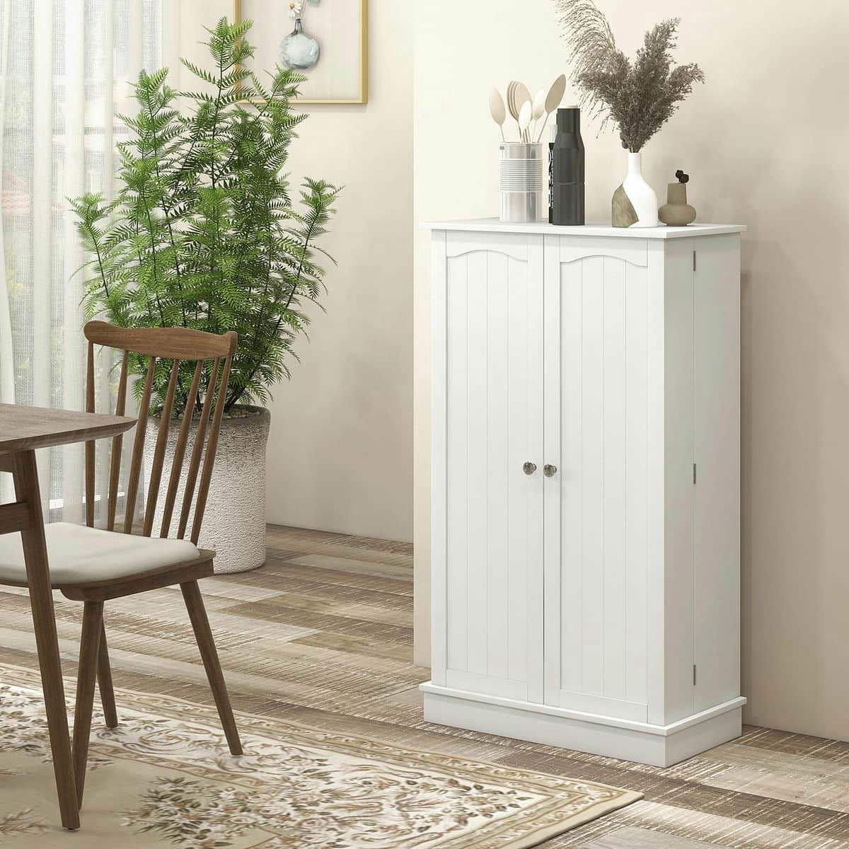 Spaco 17 - Tier Kitchen Small Pantry Cabinet with 2 Doors and 6 Adjustable Shelves, Cabinet Pantry, Freestanding 5 - Tier Shelving Pantries for Kitchen Storage, Gray