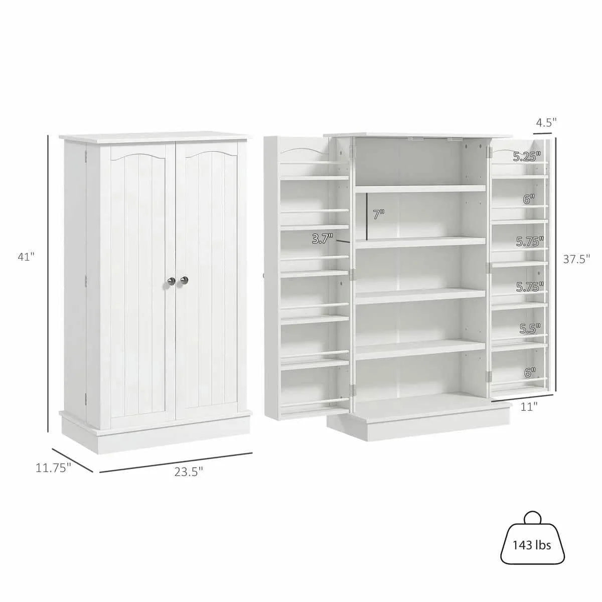 Spaco 17 - Tier Kitchen Small Pantry Cabinet with 2 Doors and 6 Adjustable Shelves, Cabinet Pantry, Freestanding 5 - Tier Shelving Pantries for Kitchen Storage, Gray