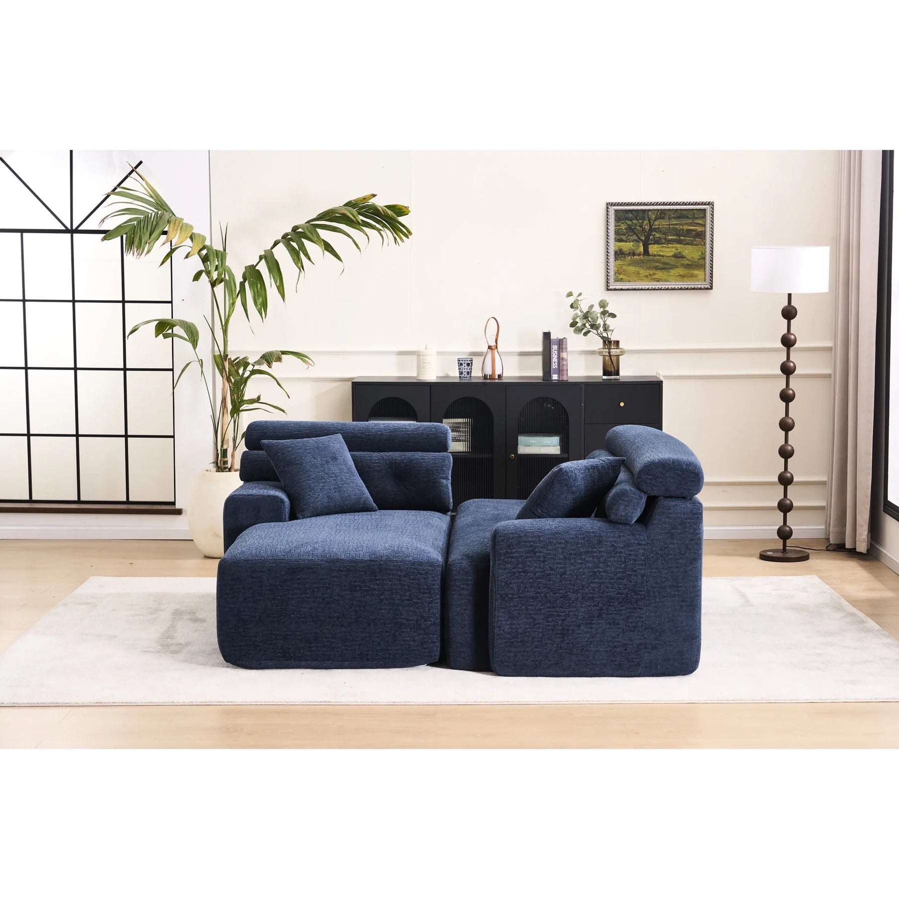 4 Compression, Antique Blue - Home Decor with Wider, Deep Seat & Elevated for Chic Living Couch Room Furniture Deeper Back Relax