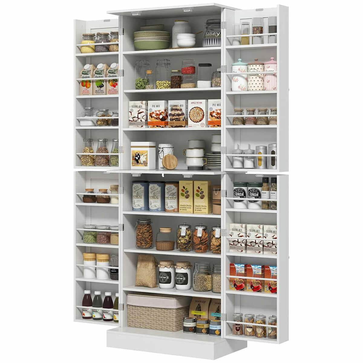 Spaco 17 - Tier Kitchen Small Pantry Cabinet with 2 Doors and 6 Adjustable Shelves, Cabinet Pantry, Freestanding 5 - Tier Shelving Pantries for Kitchen Storage, Gray