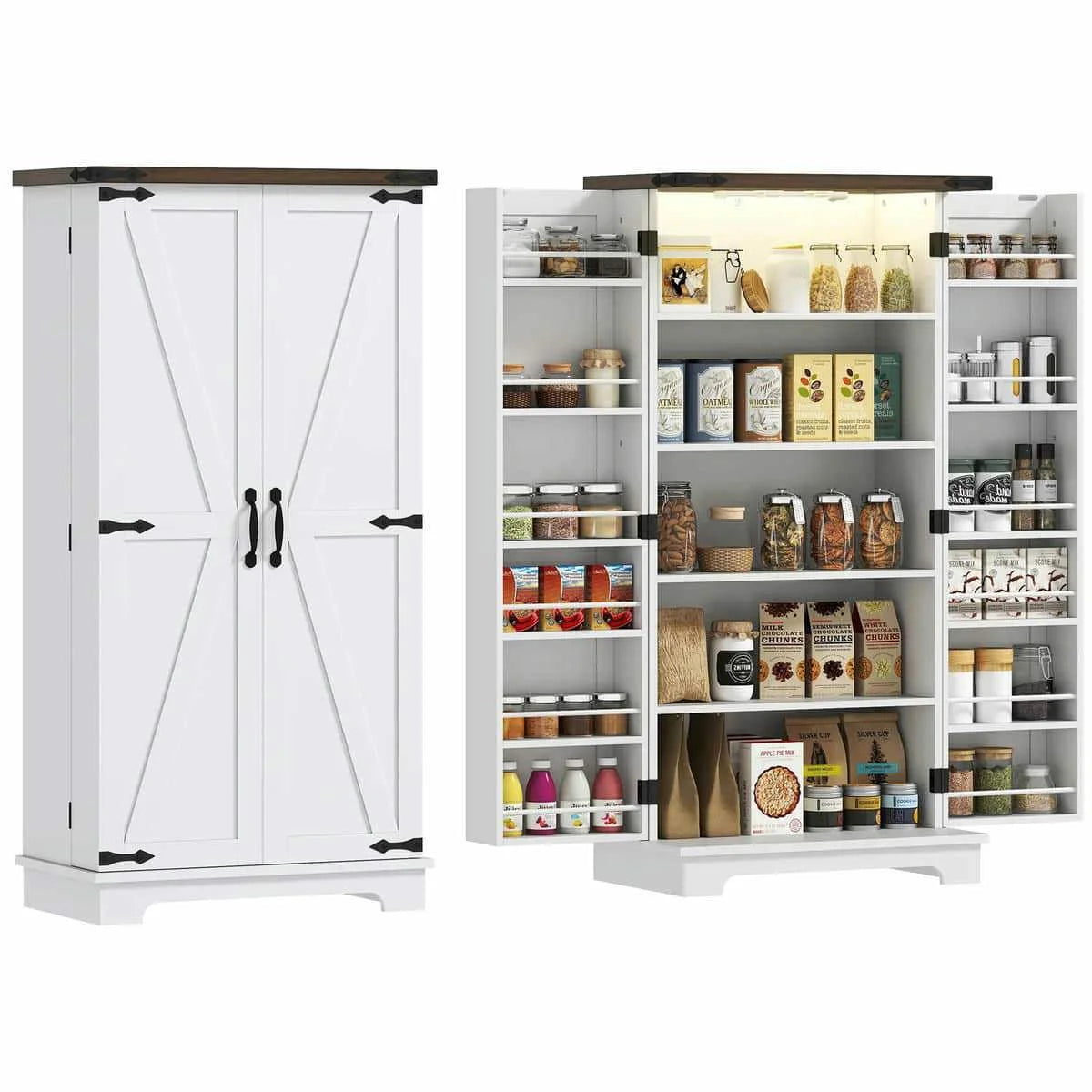 Spaco 17 - Tier Kitchen Small Pantry Cabinet with 2 Doors and 6 Adjustable Shelves, Cabinet Pantry, Freestanding 5 - Tier Shelving Pantries for Kitchen Storage, Gray
