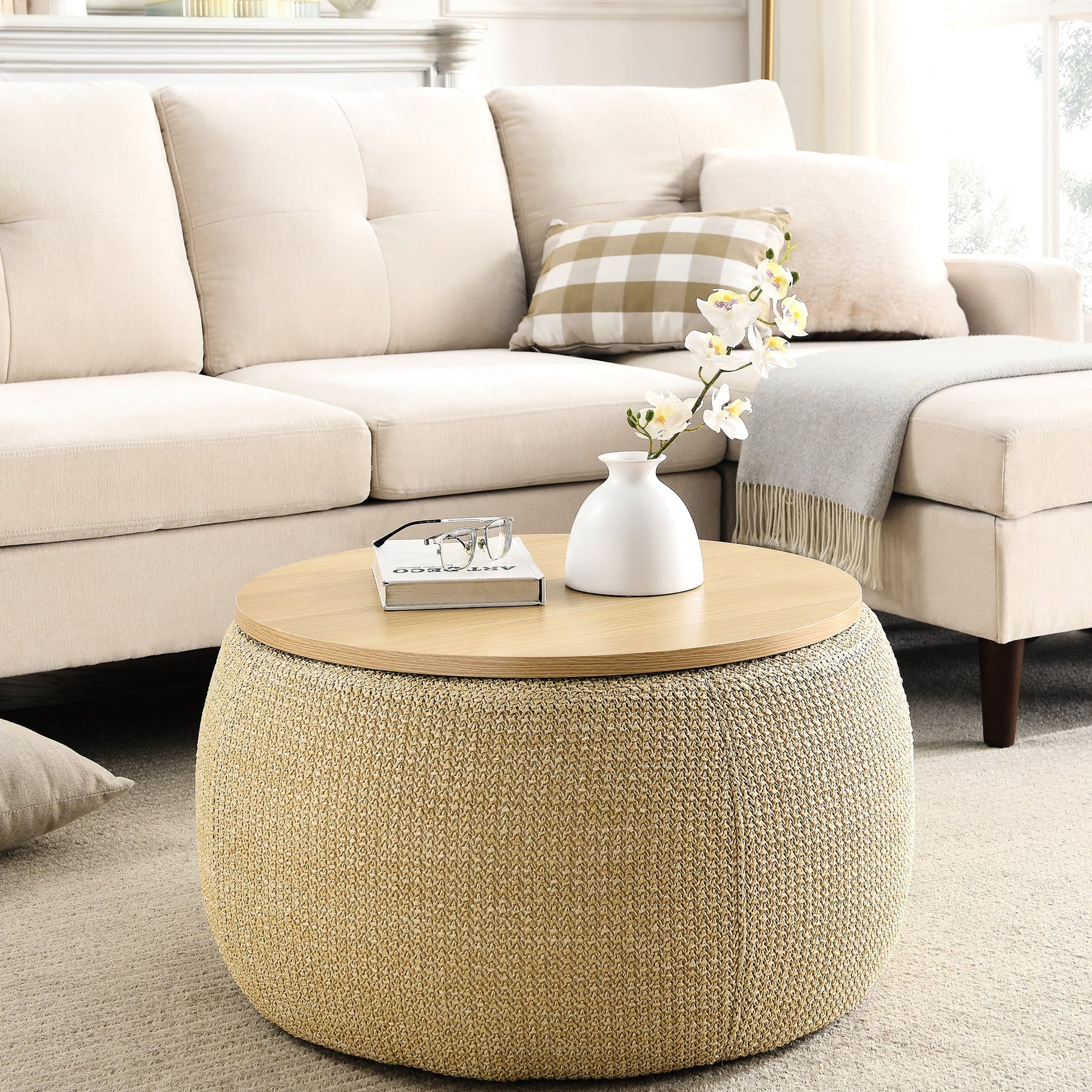 4 Compression, Antique Blue - Home Decor with Wider, Deep Seat & Elevated for Chic Living Couch Room Furniture Deeper Back Relax