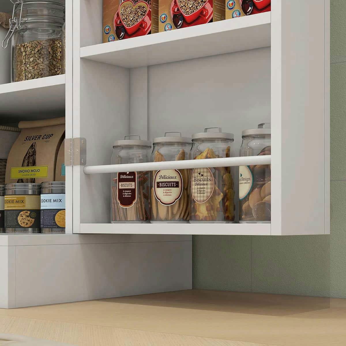 Spaco 17 - Tier Kitchen Small Pantry Cabinet with 2 Doors and 6 Adjustable Shelves, Cabinet Pantry, Freestanding 5 - Tier Shelving Pantries for Kitchen Storage, Gray
