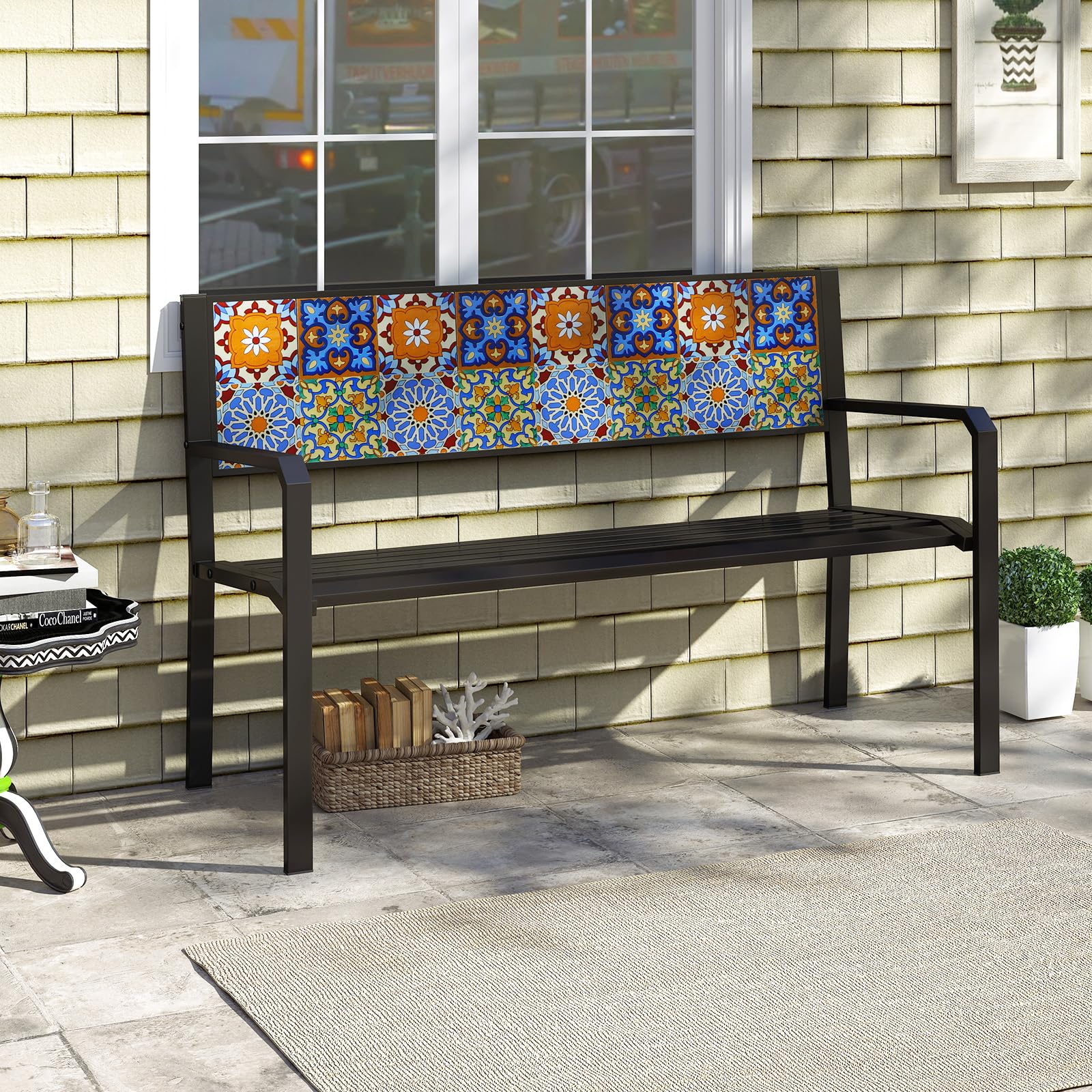 Tangkula 50" Metal Patio Park Bench