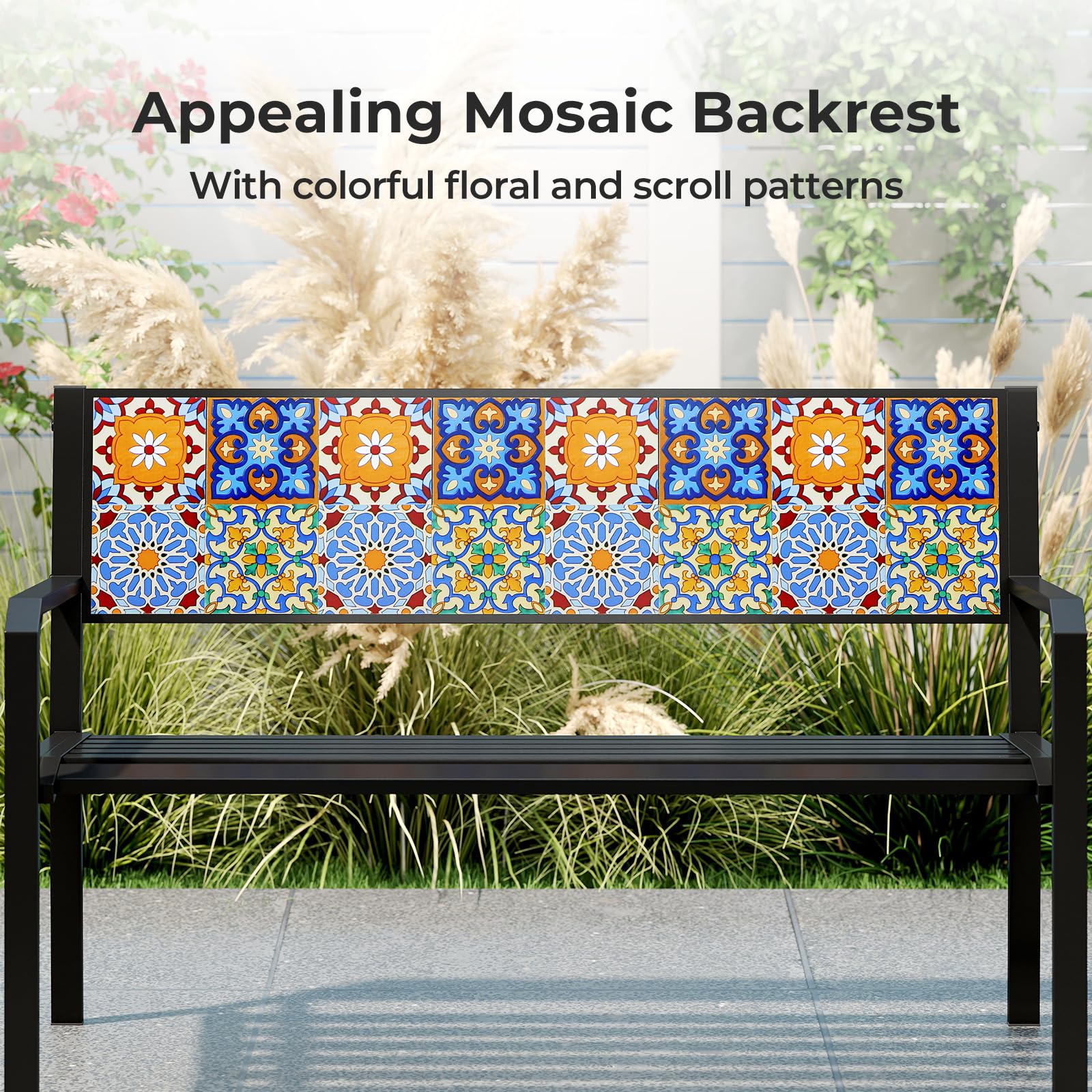 Tangkula 50" Metal Patio Park Bench