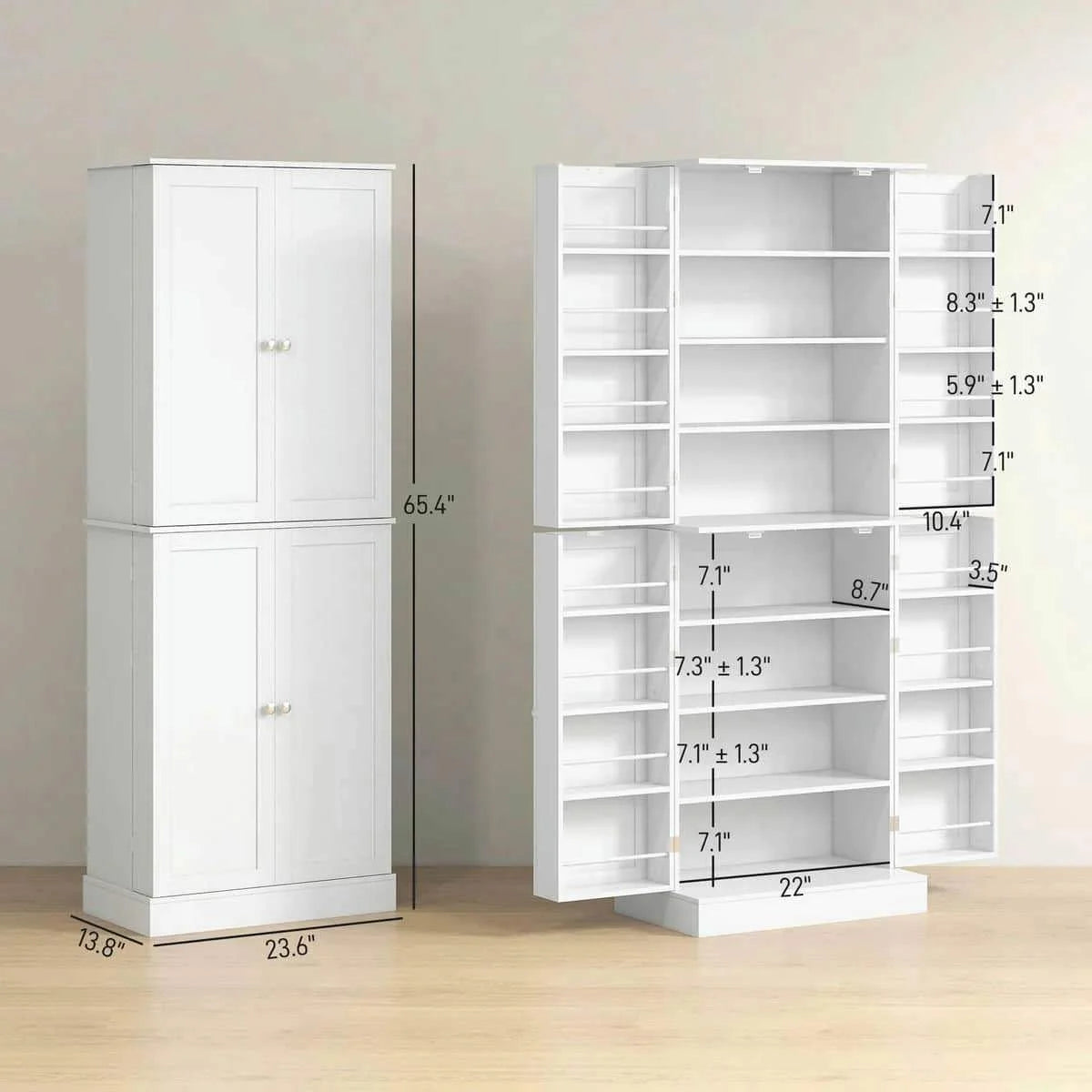 Spaco 17 - Tier Kitchen Small Pantry Cabinet with 2 Doors and 6 Adjustable Shelves, Cabinet Pantry, Freestanding 5 - Tier Shelving Pantries for Kitchen Storage, Gray