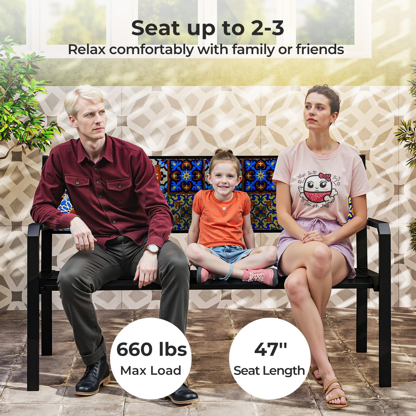 Tangkula 50" Metal Patio Park Bench