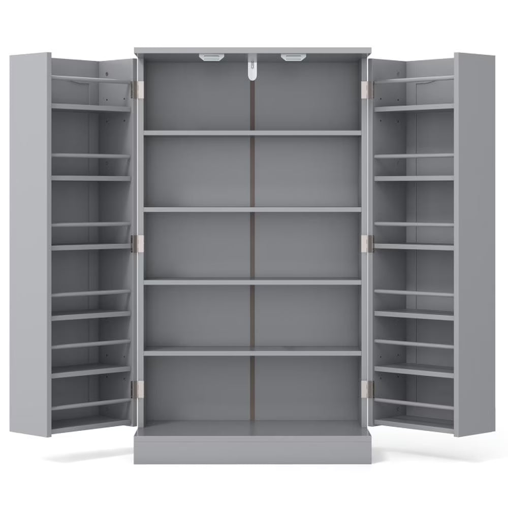 Spaco 17 - Tier Kitchen Small Pantry Cabinet with 2 Doors and 6 Adjustable Shelves, Cabinet Pantry, Freestanding 5 - Tier Shelving Pantries for Kitchen Storage, Gray