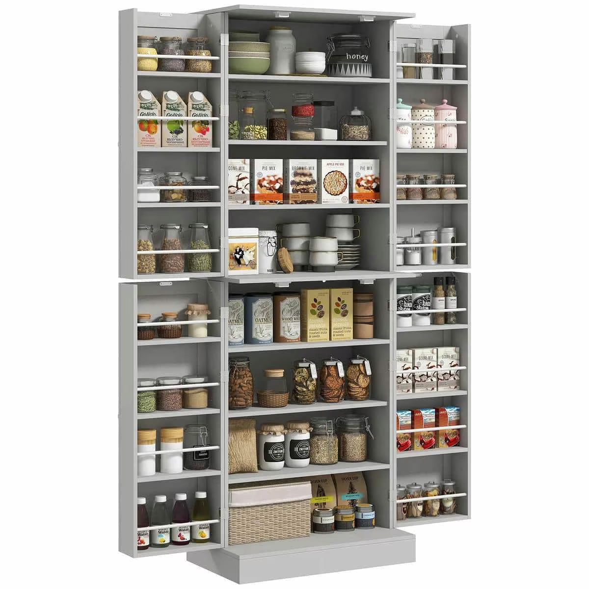 Spaco 17 - Tier Kitchen Small Pantry Cabinet with 2 Doors and 6 Adjustable Shelves, Cabinet Pantry, Freestanding 5 - Tier Shelving Pantries for Kitchen Storage, Gray