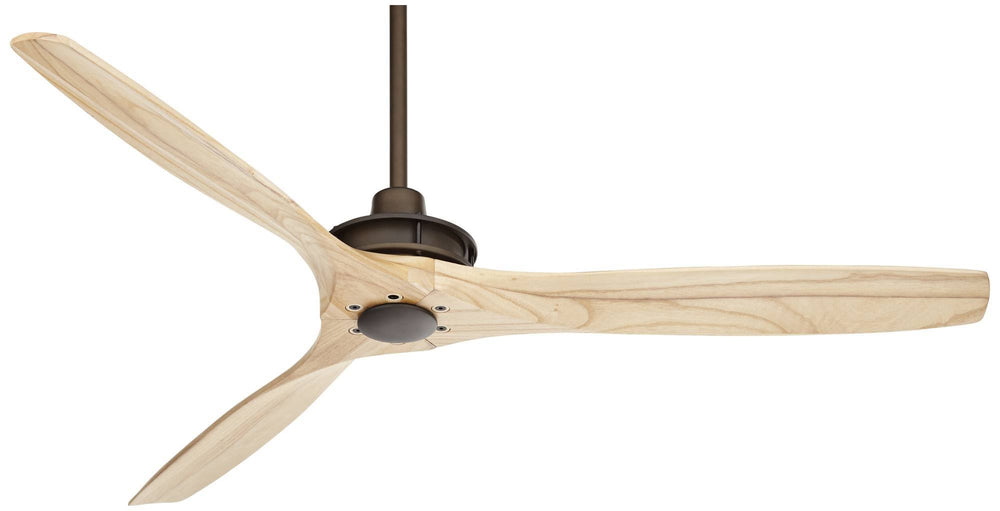 Casa Vieja 52" Windspun Rustic Farmhouse 3 Blade Indoor Ceiling Fan with Remote Control Oil Rubbed Bronze Natural Solid Wood for Living Kitchen