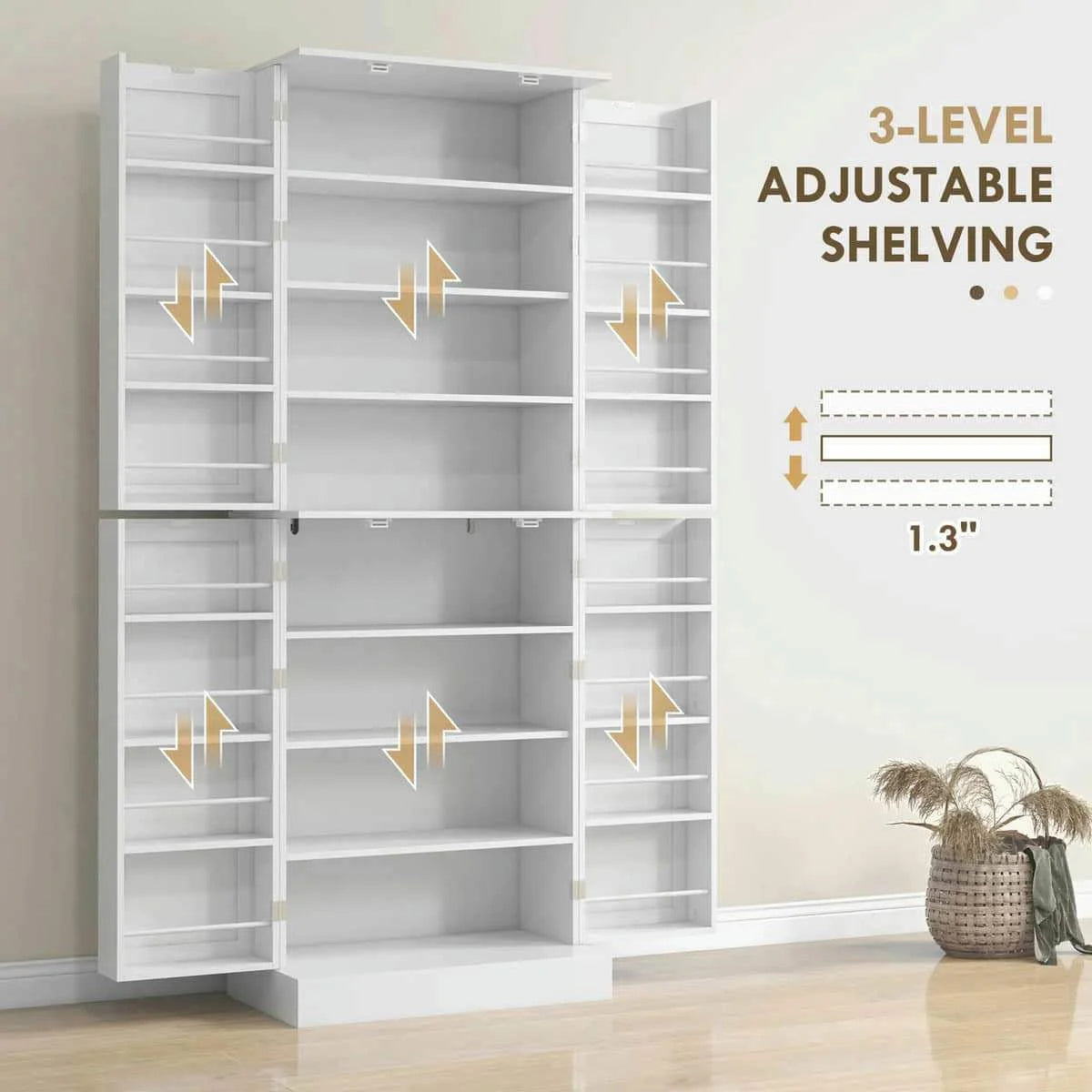 Spaco 17 - Tier Kitchen Small Pantry Cabinet with 2 Doors and 6 Adjustable Shelves, Cabinet Pantry, Freestanding 5 - Tier Shelving Pantries for Kitchen Storage, Gray