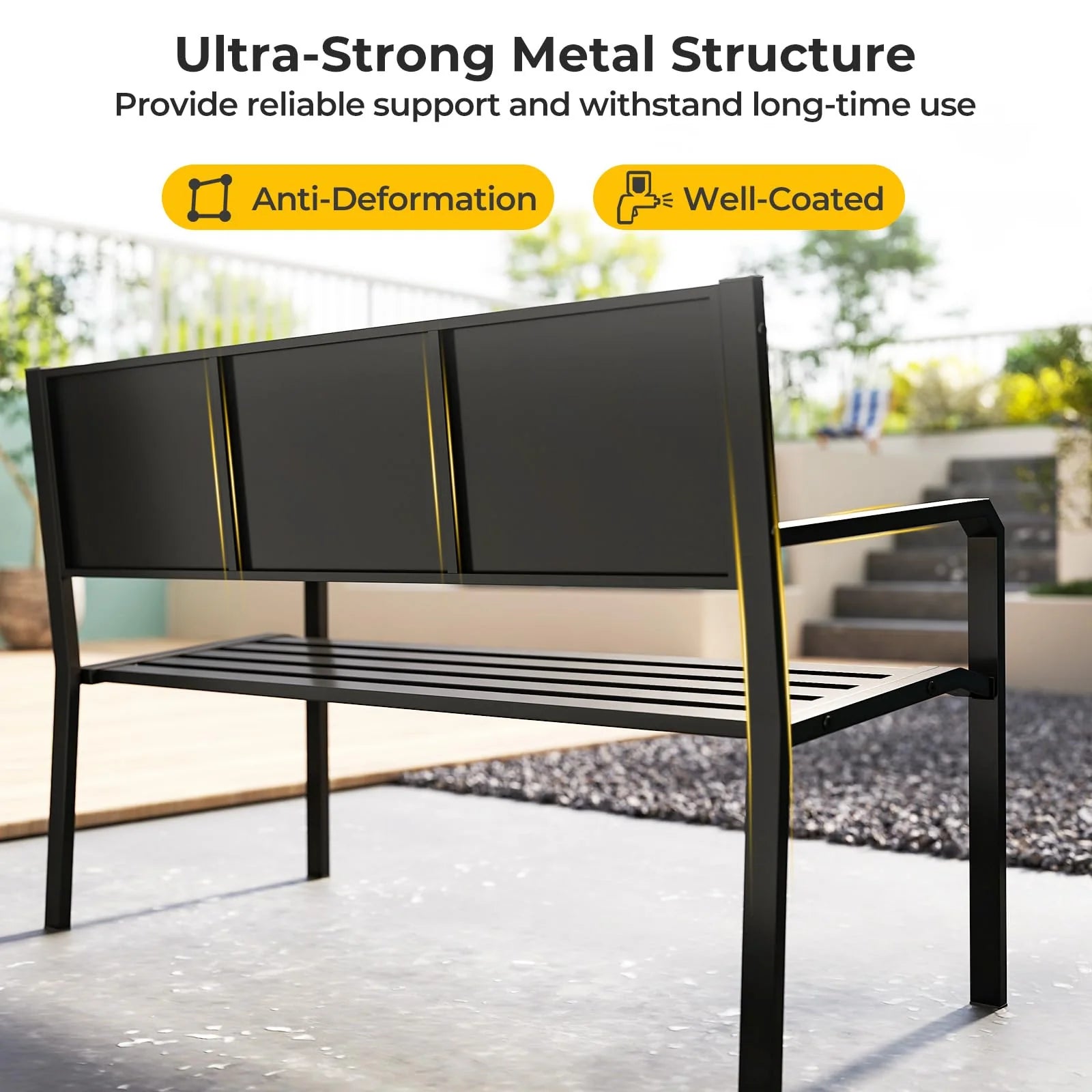 Tangkula 50" Metal Patio Park Bench