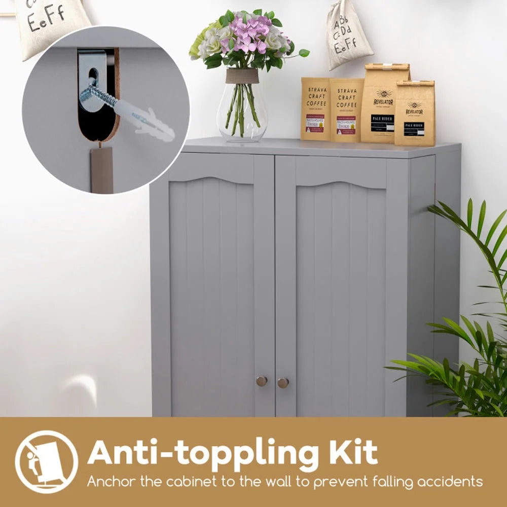 Spaco 17 - Tier Kitchen Small Pantry Cabinet with 2 Doors and 6 Adjustable Shelves, Cabinet Pantry, Freestanding 5 - Tier Shelving Pantries for Kitchen Storage, Gray
