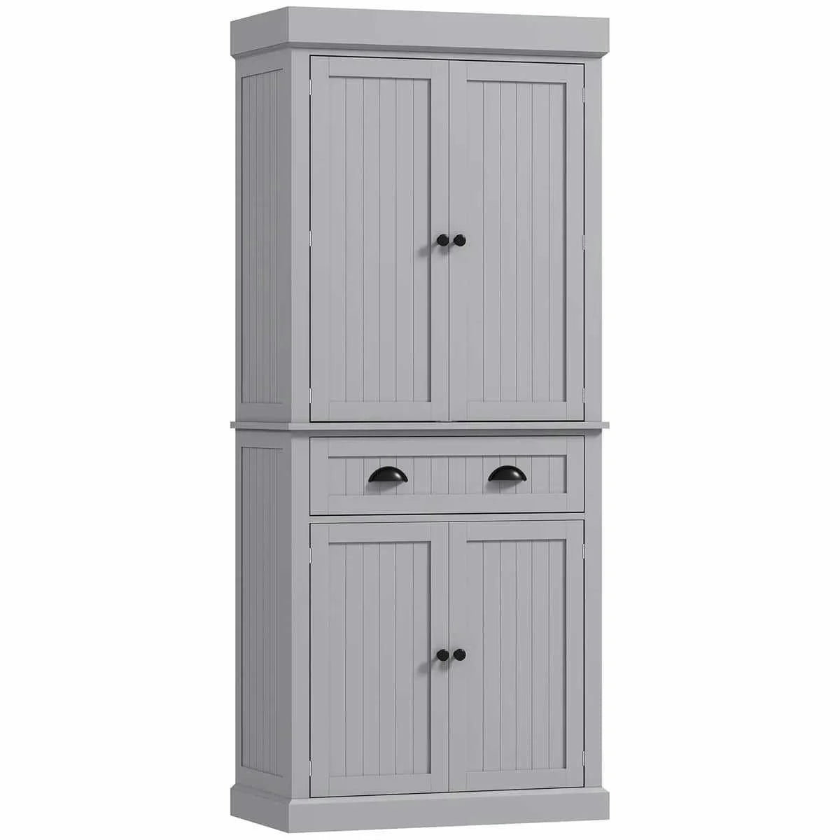 Spaco 17 - Tier Kitchen Small Pantry Cabinet with 2 Doors and 6 Adjustable Shelves, Cabinet Pantry, Freestanding 5 - Tier Shelving Pantries for Kitchen Storage, Gray