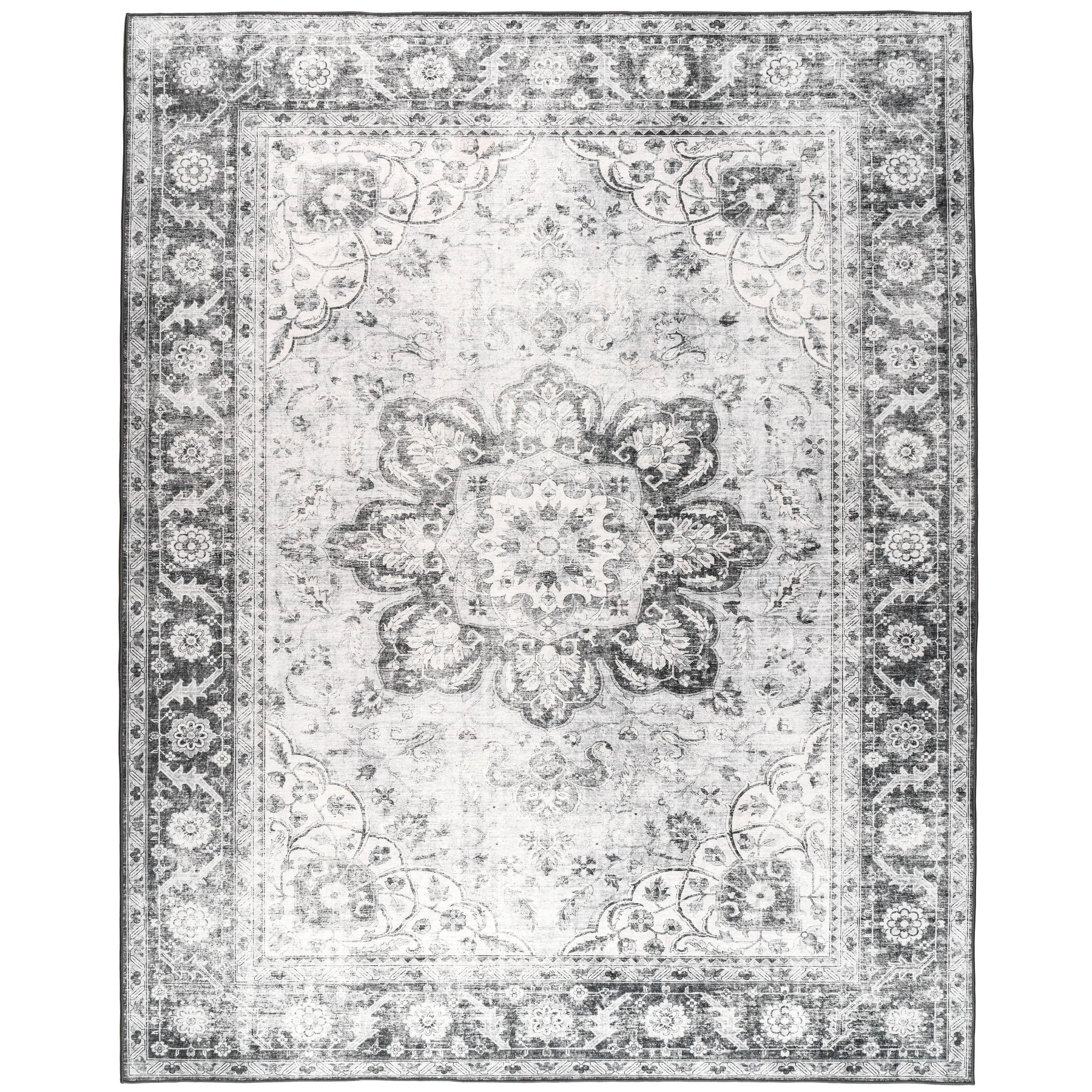 ReaLife Boho Area Rug - Machine Washable-Stain Resistant, Non-Slip,Kid & Pet Friendly - Recycled fibers - Living Room Dining Room - Eve Gray - 5x7 ft